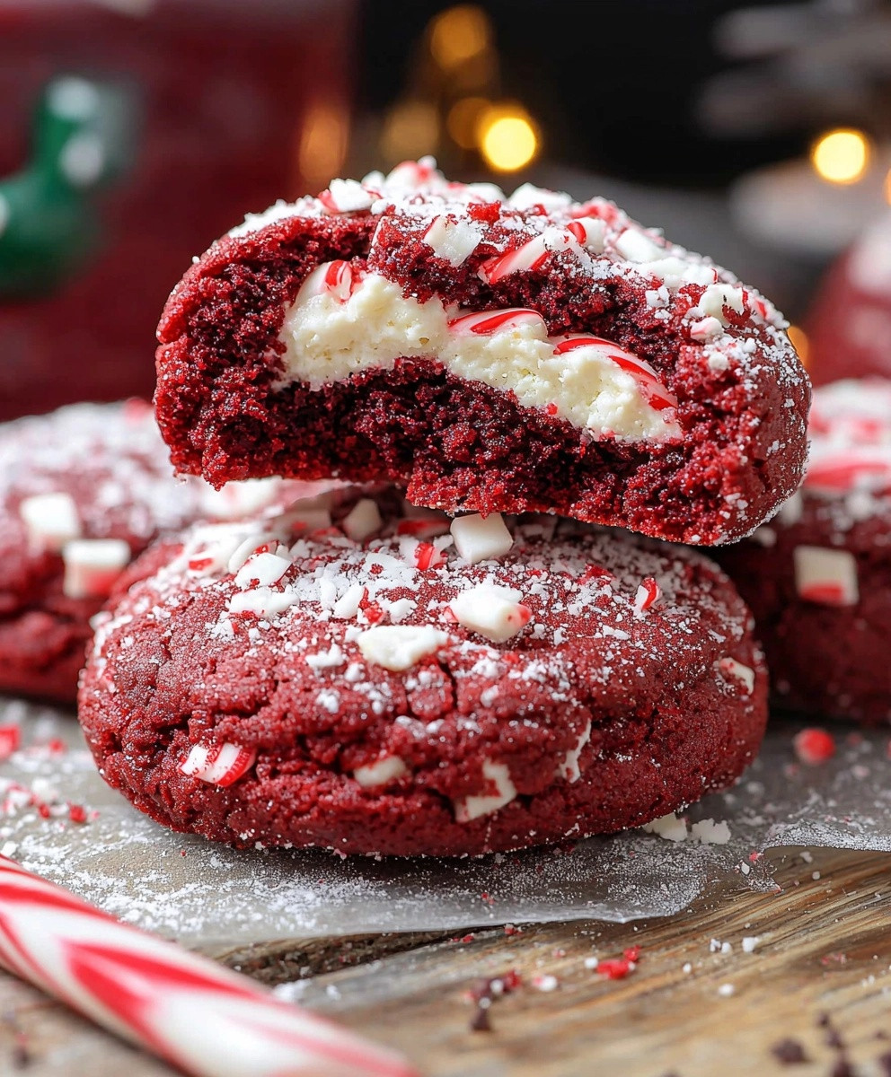 Candy Cane Red Velvet Cookies