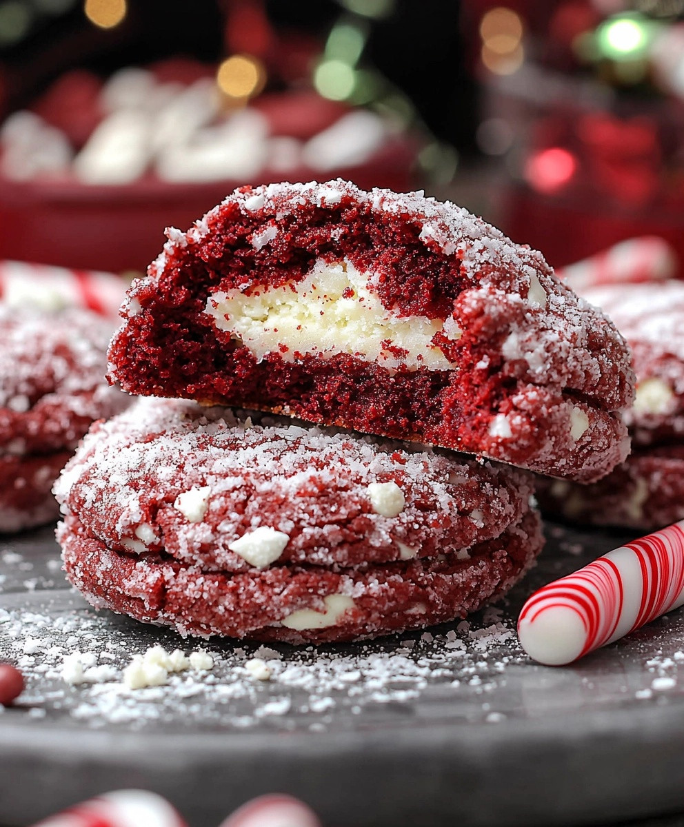 Candy Cane Red Velvet Cookies