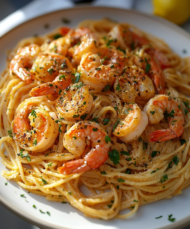 Shrimp Scampi Linguine Dish