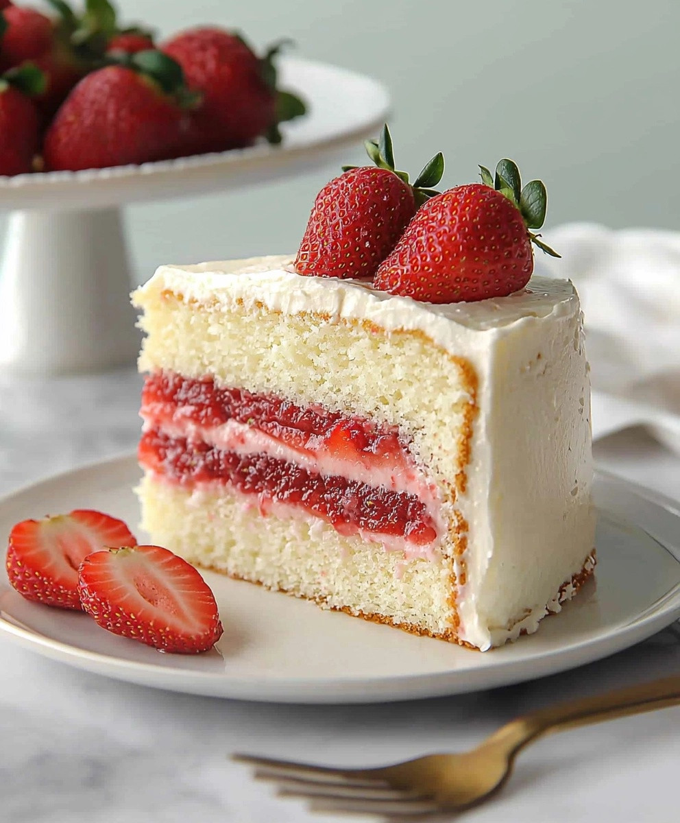 Strawberry Filled White Cake