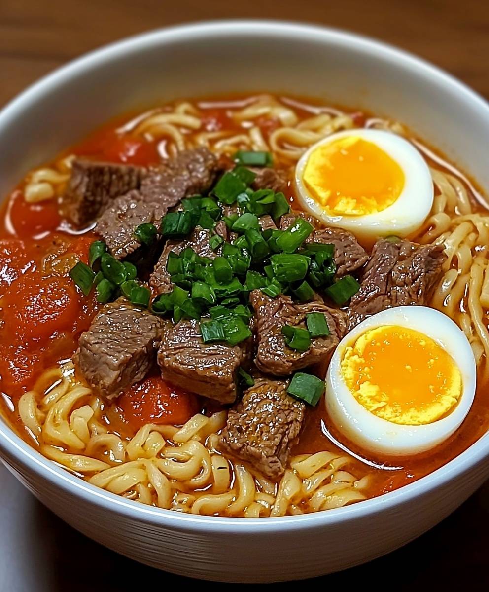 Tomato egg beef noodle soup