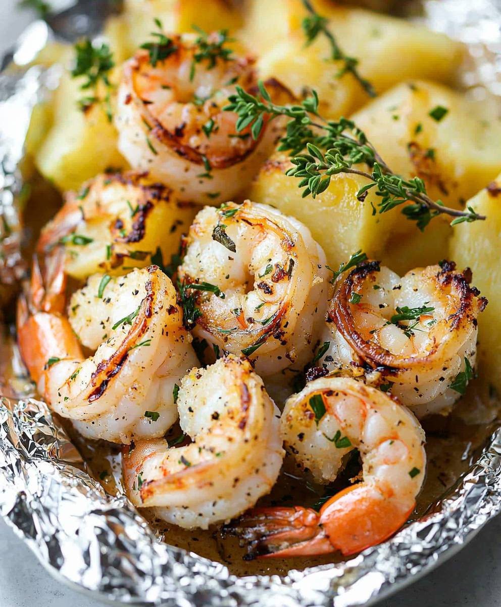 Creamy Garlic Prawns and Potatoes