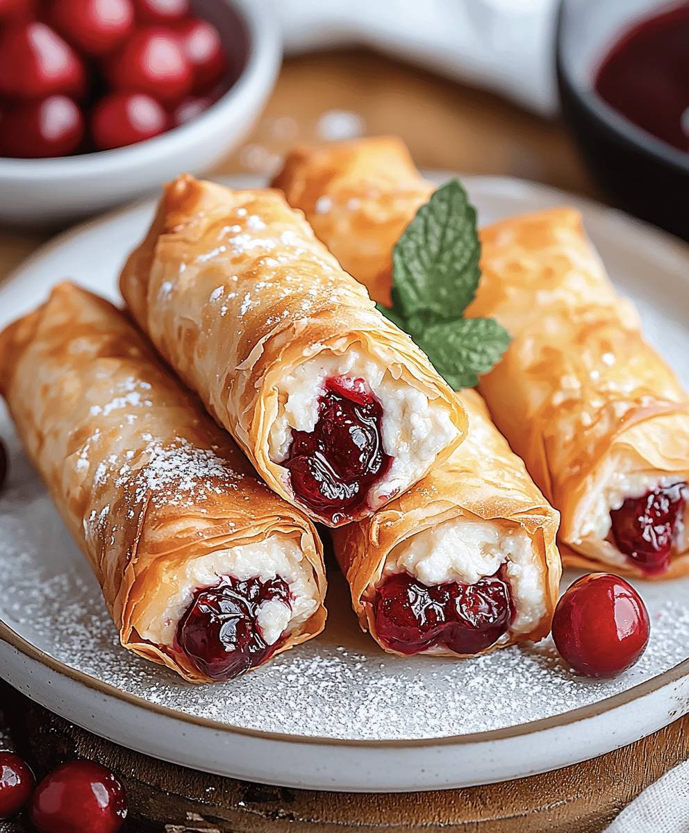 Cherry Cheesecake Egg Rolls