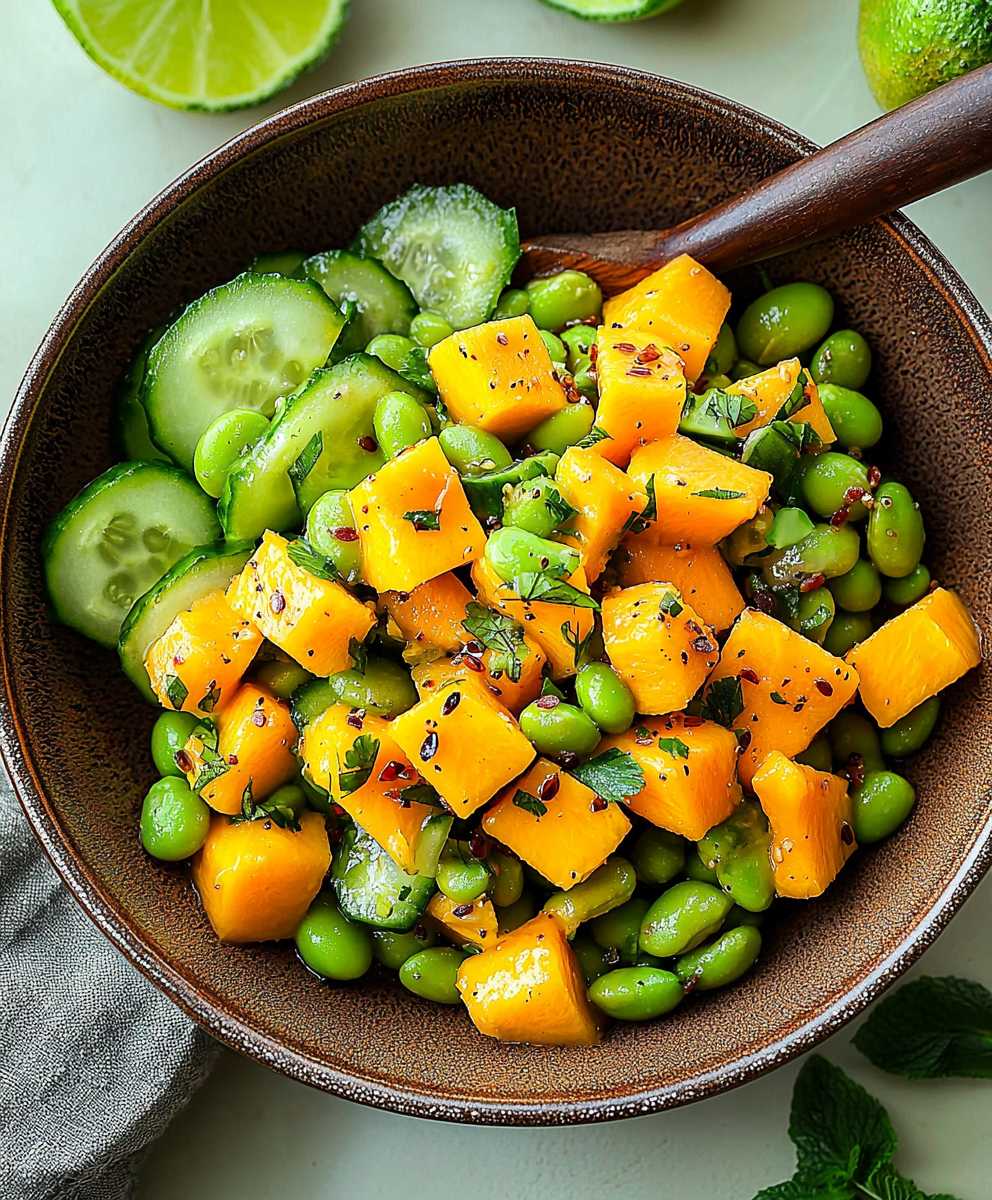 Mango cucumber edamame salad