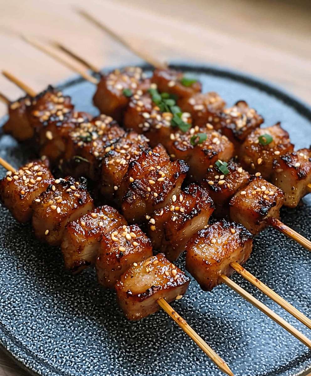 Air Fryer Pork Belly Skewers