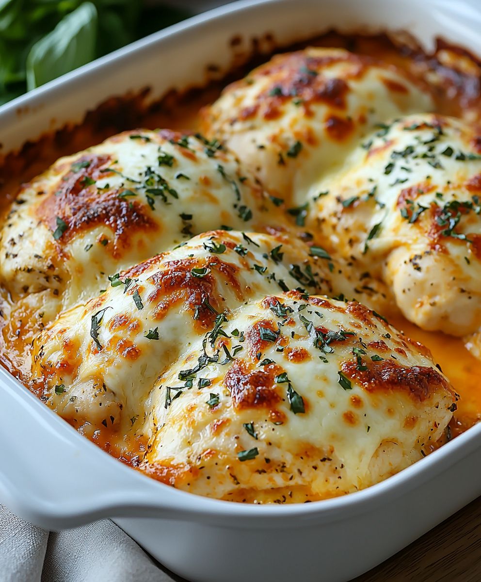 Cheesy Mozzarella Chicken Bake