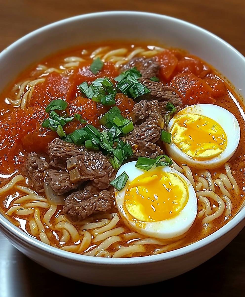 Tomato egg beef noodle soup