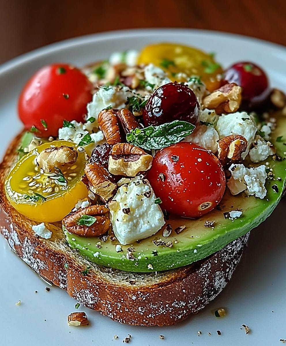 Avocado toast feta cranberries walnuts