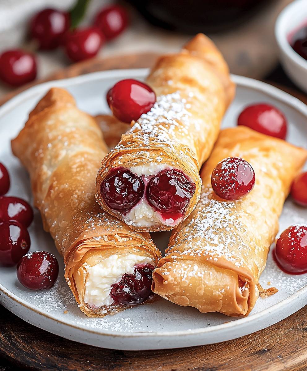 Cherry Cheesecake Egg Rolls