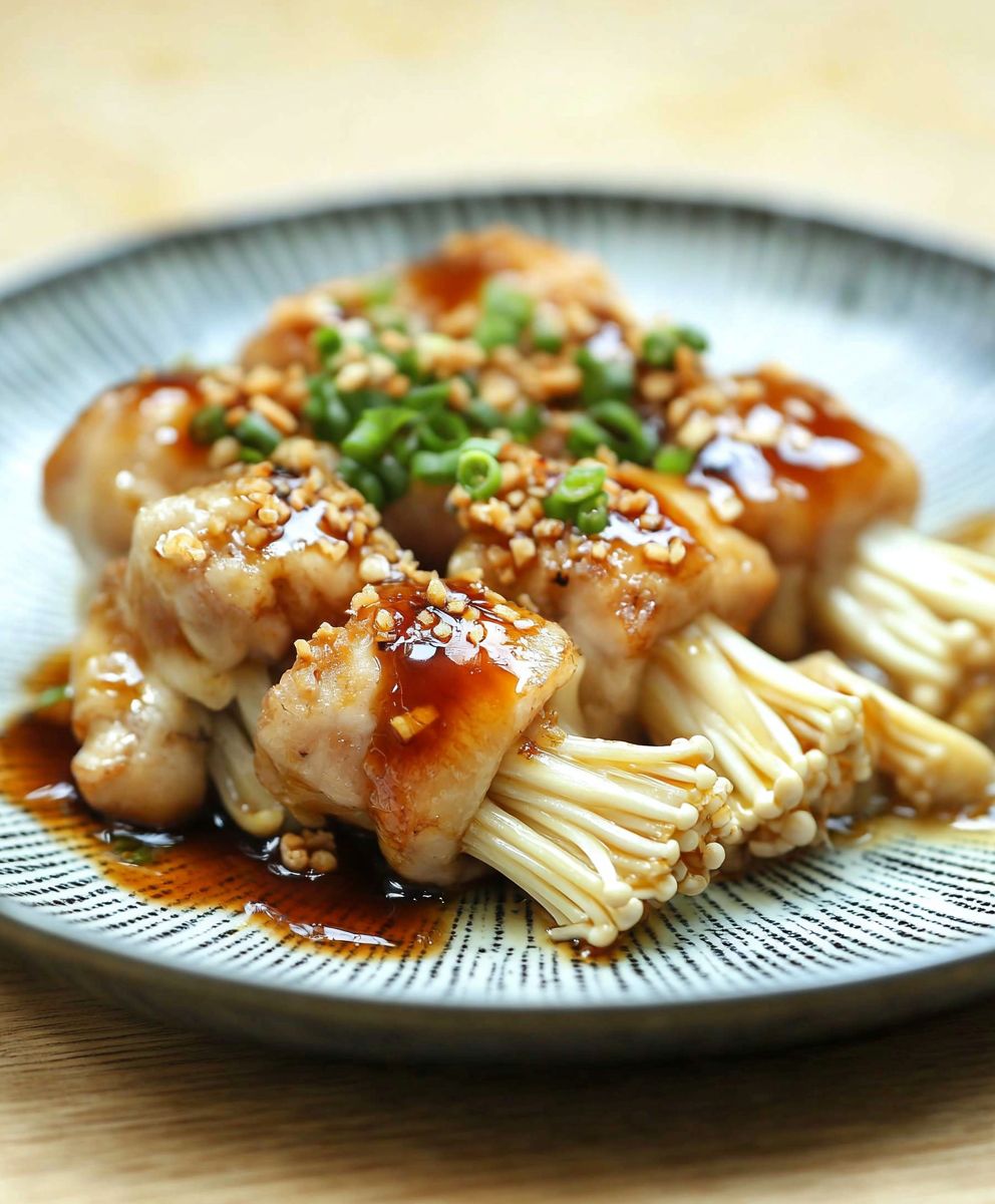 Enoki Mushroom Pork Rolls